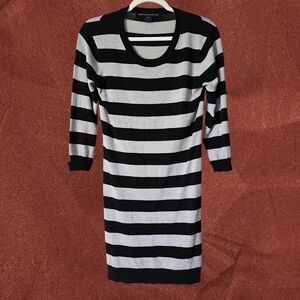 French Connection Black and Gray Striped Sweater Dress - Size 12